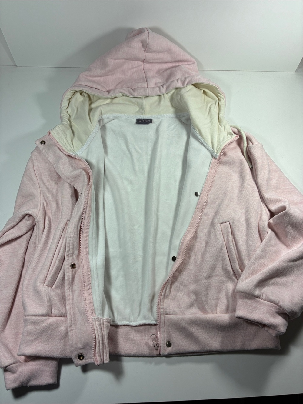 BA&RN Women's Pink Hooded Jacket with Cream/White Plush Lining, Size S